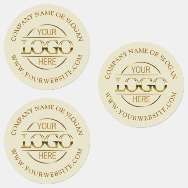 Custom Beige Promotional Company Business Logo Labels (Group)