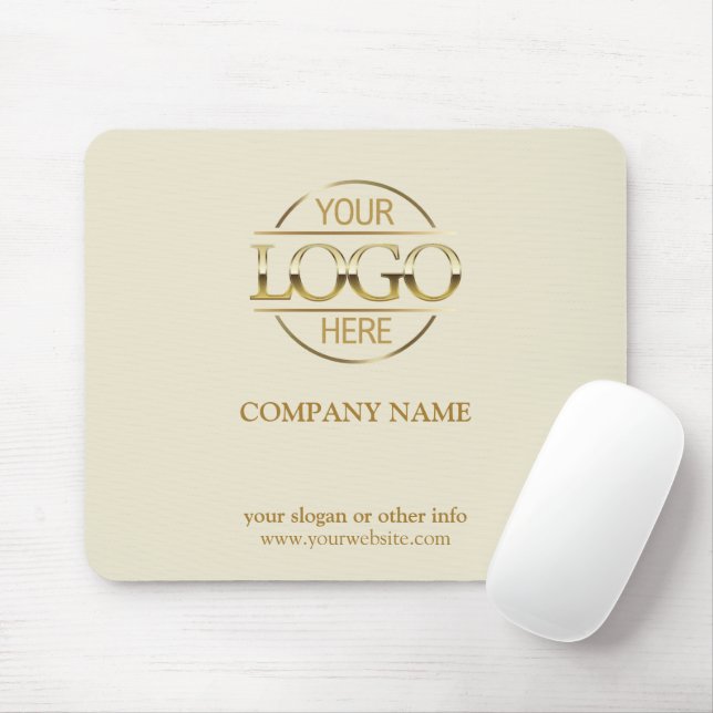 Custom Beige Promotional Company Business Logo Mouse Pad (With Mouse)