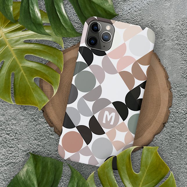 Custom Beige Tan Gray Teal Black Green Retro Art Case-Mate iPhone Case (Creator Uploaded)