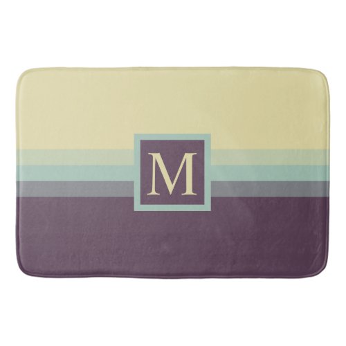 Custom Beige Tan Grey Blue Purple Color Block Bath Mat