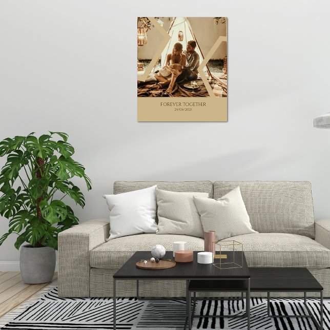 Custom Beige wedding date Stretched Canvas Print (Creator Uploaded)