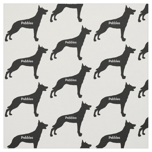 Custom Belgian Malinois Dog Silhouette Fabric (Swatch)