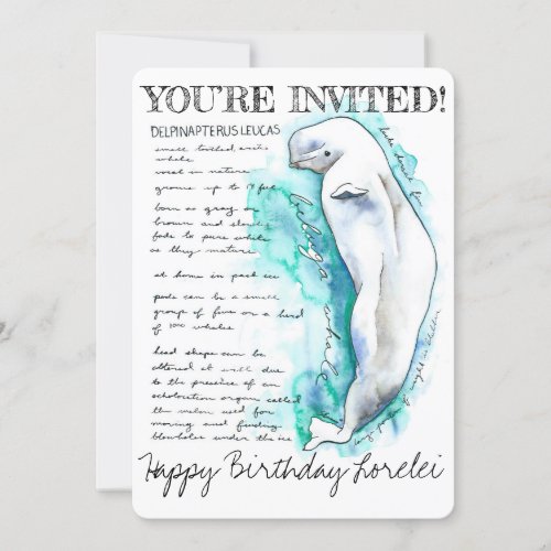 Custom Beluga Whale Illustration Invitation