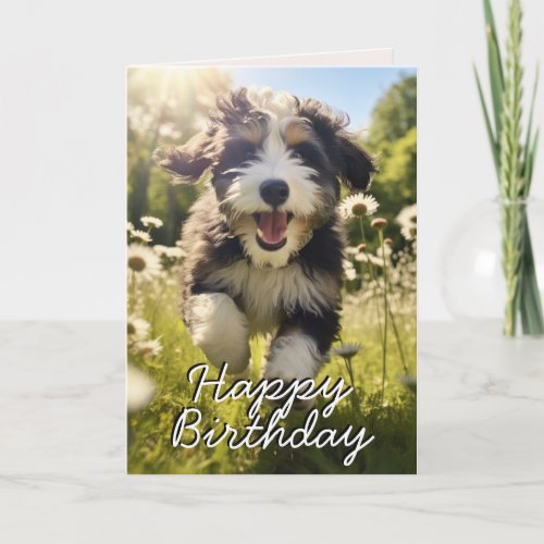 Custom Bernedoodle Happy Birthday Card