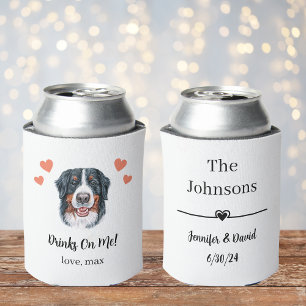 Custom Bernese Mountain Dog Pet Wedding Can Cooler