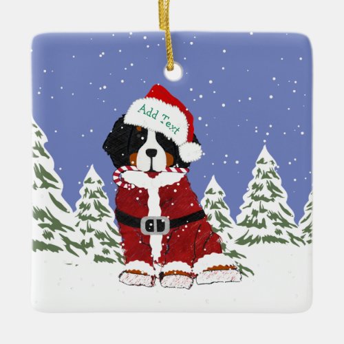 Custom Bernese Mountain Dog Santa Paws Ceramic Ornament