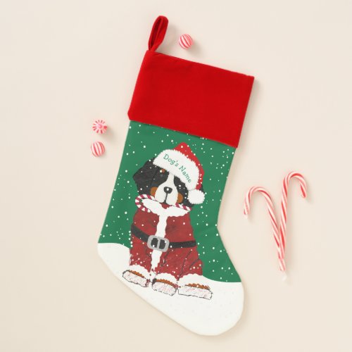 Custom Bernese Mountain Dog Santa Paws Christmas Stocking