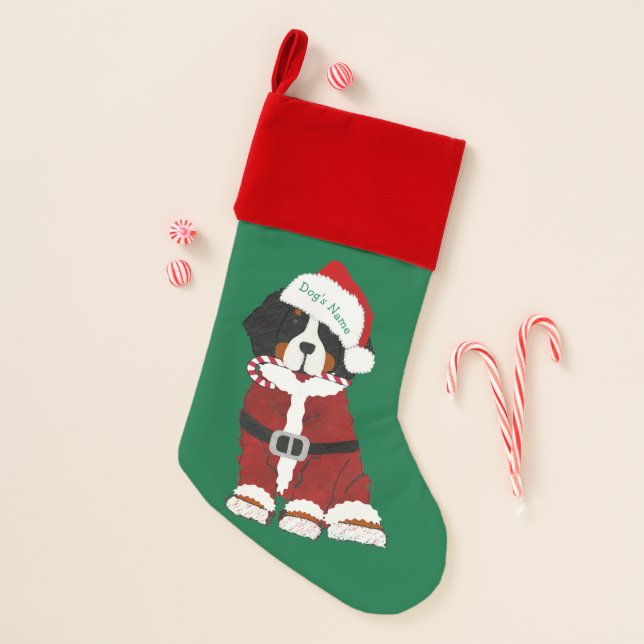Custom Bernese Mountain Dog Santa Paws Christmas Stocking (Front)