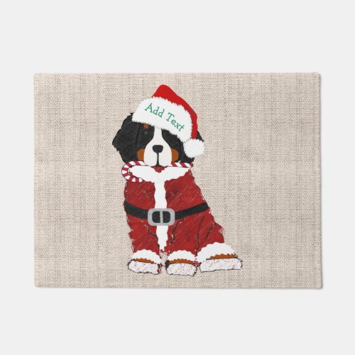 Custom Bernese Mountain Dog Santa Paws Doormat