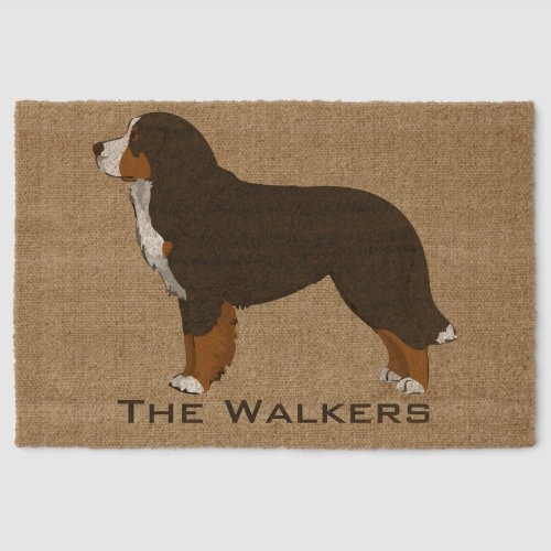 Custom Bernese Mountain Dog Tan Coir Fiber Doormat