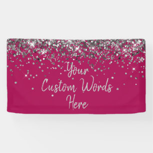 Custom Berry and Silver Customized Birthday Party Banner