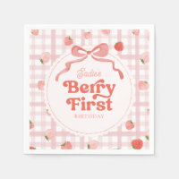 Custom Berry First Birthday Party Napkins