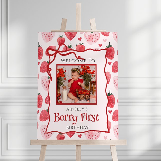 Custom Berry First Photo 1st Birthday Welcome Sign (Creator Uploaded)