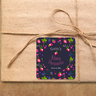 Custom•Berry Preserves DIY Canning Square Sticker