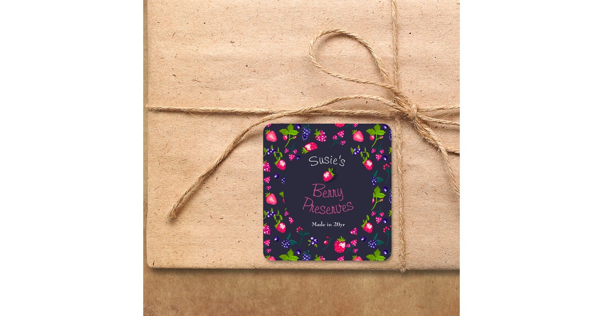 Custom•Berry Preserves DIY Canning Square Sticker | Zazzle