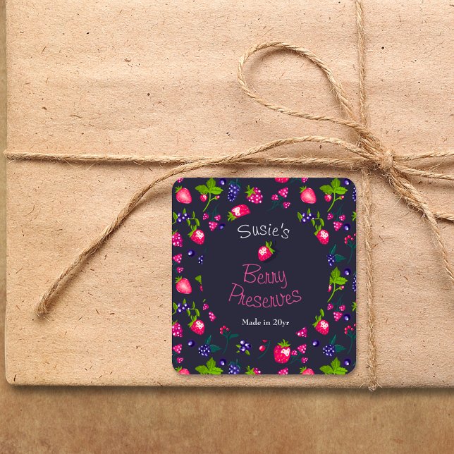 Custom•Berry Preserves DIY Canning Square Sticker (Creator Uploaded)