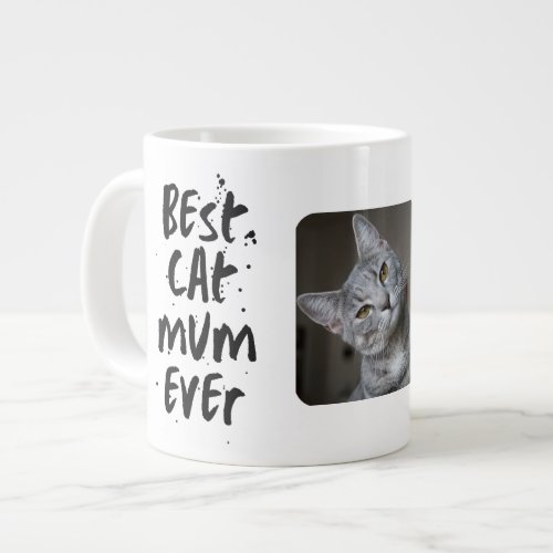 Custom Best cat Mom Ever Modern Trendy Cat Photo Giant Coffee Mug