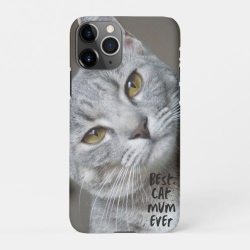 Custom Best cat Mom Ever Modern Trendy Cat Photo iPhone 11Pro Case