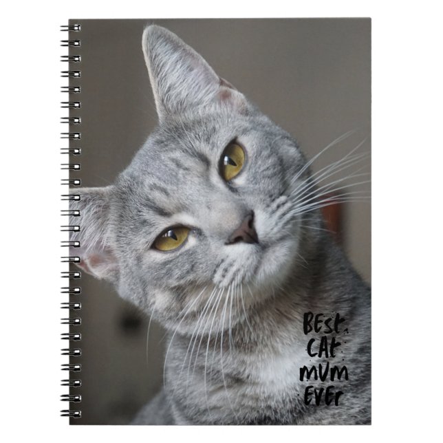 Custom Best cat Mom Ever Modern Trendy Cat Photo Notebook (Front)