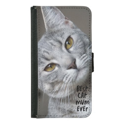 Custom Best cat Mom Ever Modern Trendy Cat Photo Samsung Galaxy S5 Wallet Case