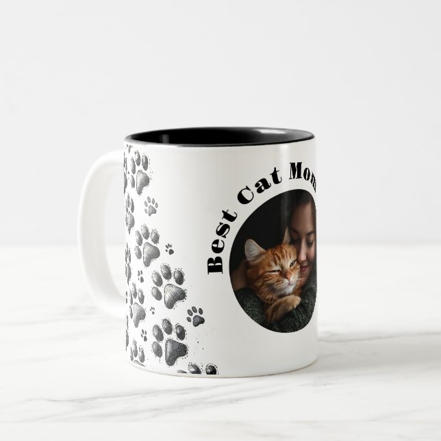 Custom Best Cat Mom Ever Mug with Photo (Front Left)