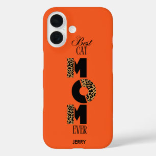 Custom Best Cat Mom Leopard Print iPhone 16 Case