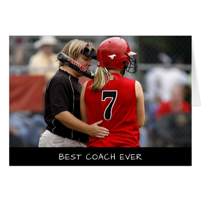 Custom Best Coach Ever Photo Thank You Cards (Front Horizontal)