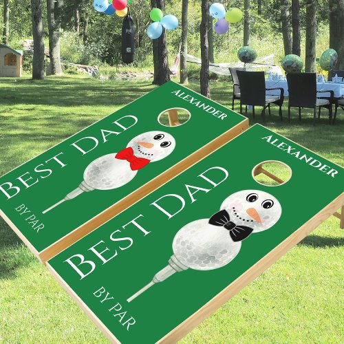 Custom Best Dad by Par  Golf Ball Snowman  Cornhole Set