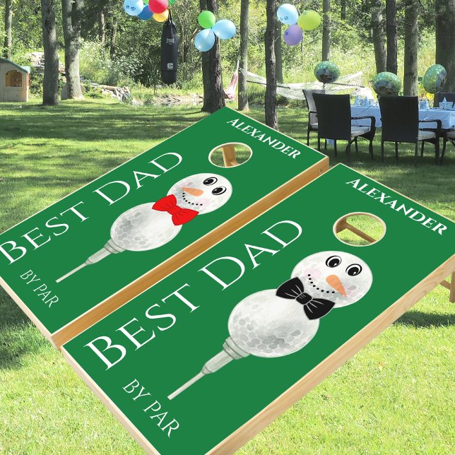 Custom Best Dad by Par : Golf Ball Snowman  Cornhole Set (Creator Uploaded)