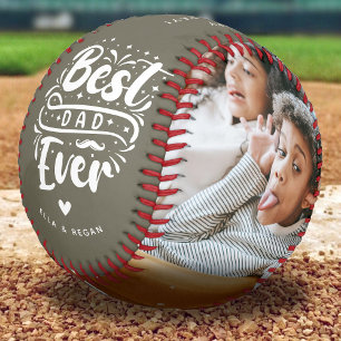 Custom Best Dad Ever 2 Photo Keepsake Baseball