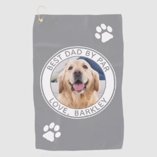 Custom Best Dad Ever By Par Gray Dog Photo Golf Towel