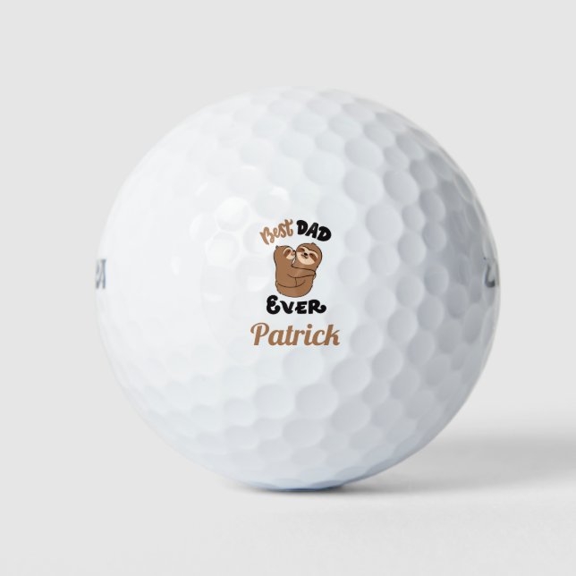 Custom Best Dad Ever Cute Sloth Golf Balls (Front)