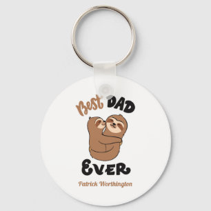 Custom Best Dad Ever Cute Sloth Keychain