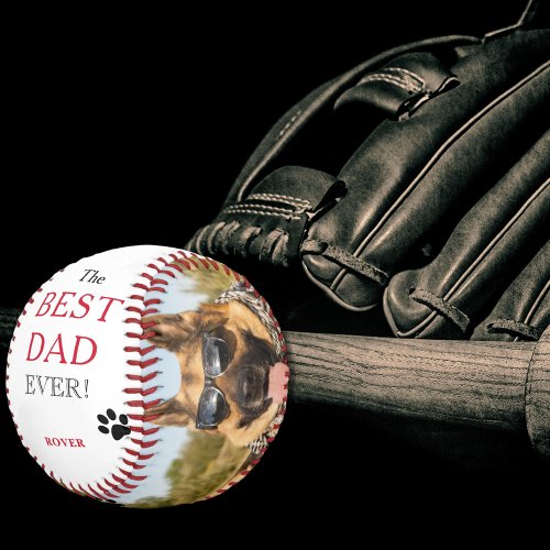 Custom Best Dad Ever Dog Photo Baseball