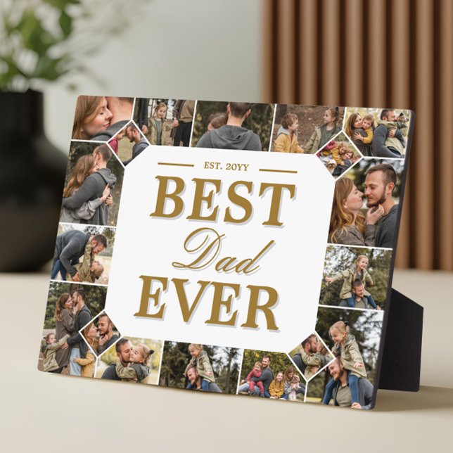 Custom Best Dad Ever Family Photo Collage Keepsake Plaque (Best Dad Ever Father's Day Photo Frame Collage)