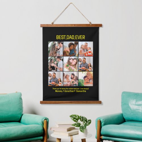 Custom Best Dad Ever Fathers Day 9 Photo Collage Hanging Tapestry