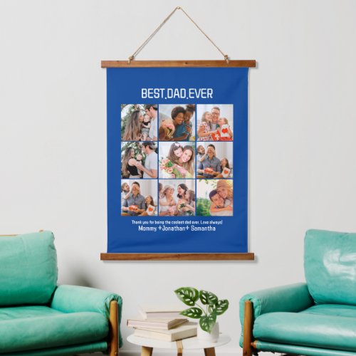 Custom Best Dad Ever Fathers Day 9 Photo Collage Hanging Tapestry