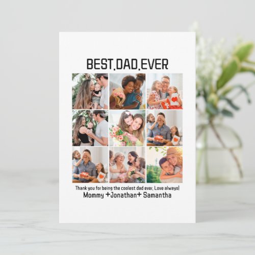 Custom Best Dad Ever Fathers Day 9 Photo Collage Holiday Card