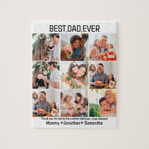 Custom Best Dad Ever Fathers Day 9 Photo Collage Jigsaw Puzzle