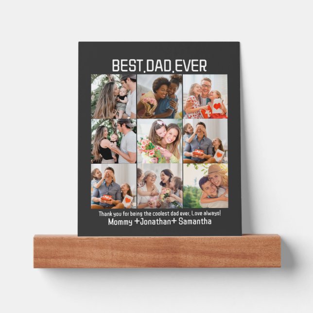 Custom Best Dad Ever Fathers Day 9 Photo Collage Picture Ledge (Front)