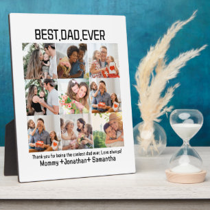 Custom Best Dad Ever Fathers Day 9 Photo Collage Plaque