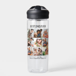 Custom Best Dad Ever Fathers Day 9 Photo Collage Water Bottle