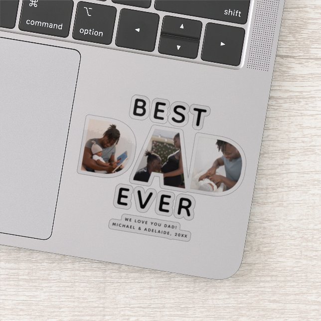 Custom Best Dad Ever Fathers Day Photo Collage Sticker (Detail)