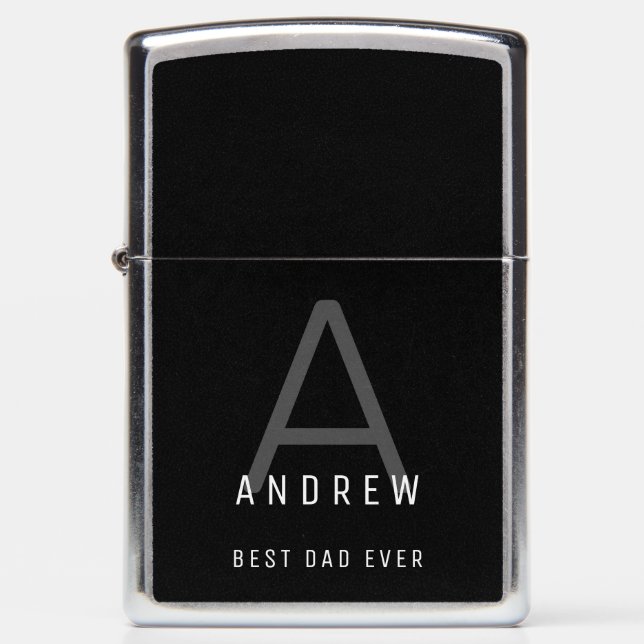 Custom Best Dad Ever Modern Monogrammed Name Zippo Lighter (Front)