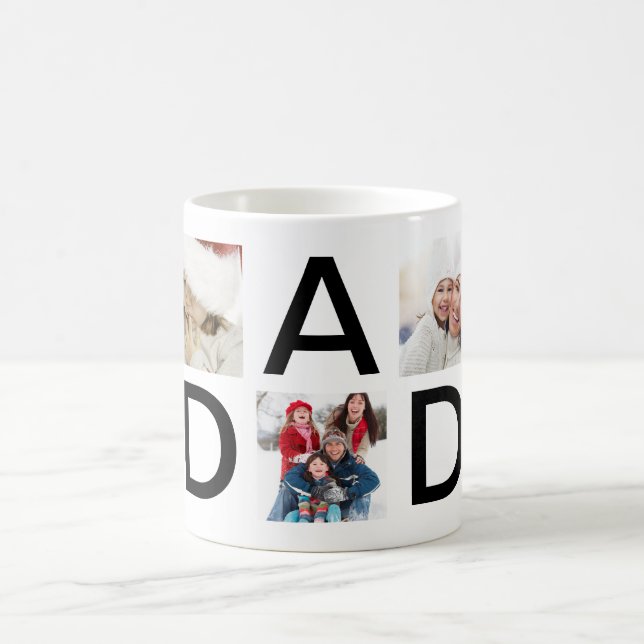Custom Best | DAD | Ever Modern Text Photo Coffee Mug (Center)