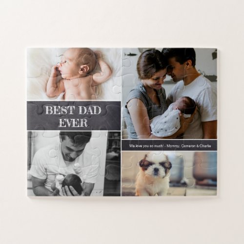 Custom Best Dad ever Photo Collage Christmas Jigsaw Puzzle