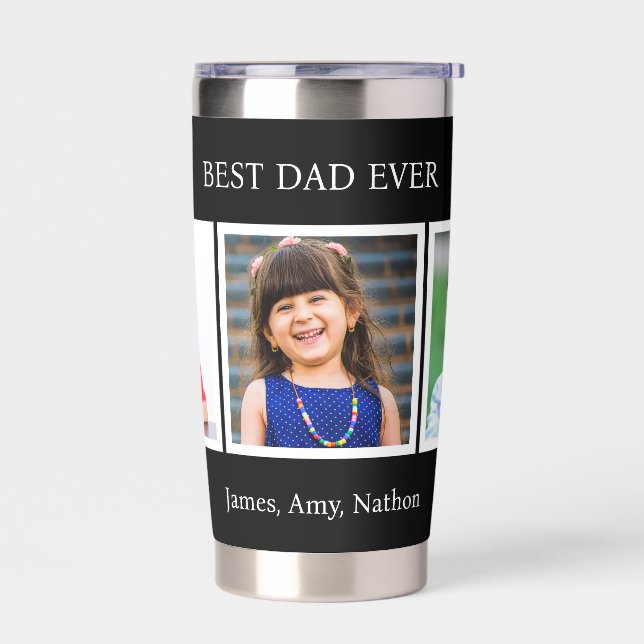 Custom Best Dad Ever Photo Collage Stainless Steel Insulated Tumbler (Left)