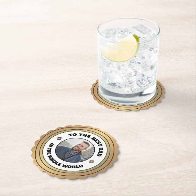 Custom Best Dad Father Photo Personalize Paper Coaster (Insitu)