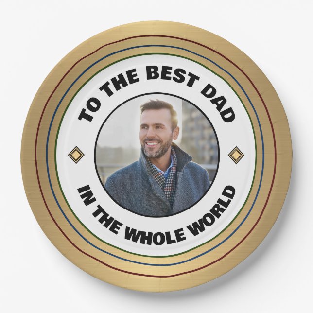 Custom Best Dad Father Photo Personalize Paper Plates (Front)