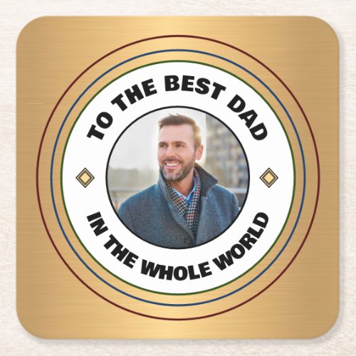Custom Best Dad Father Photo Personalize Square Paper Coaster